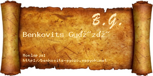 Benkovits Győző névjegykártya